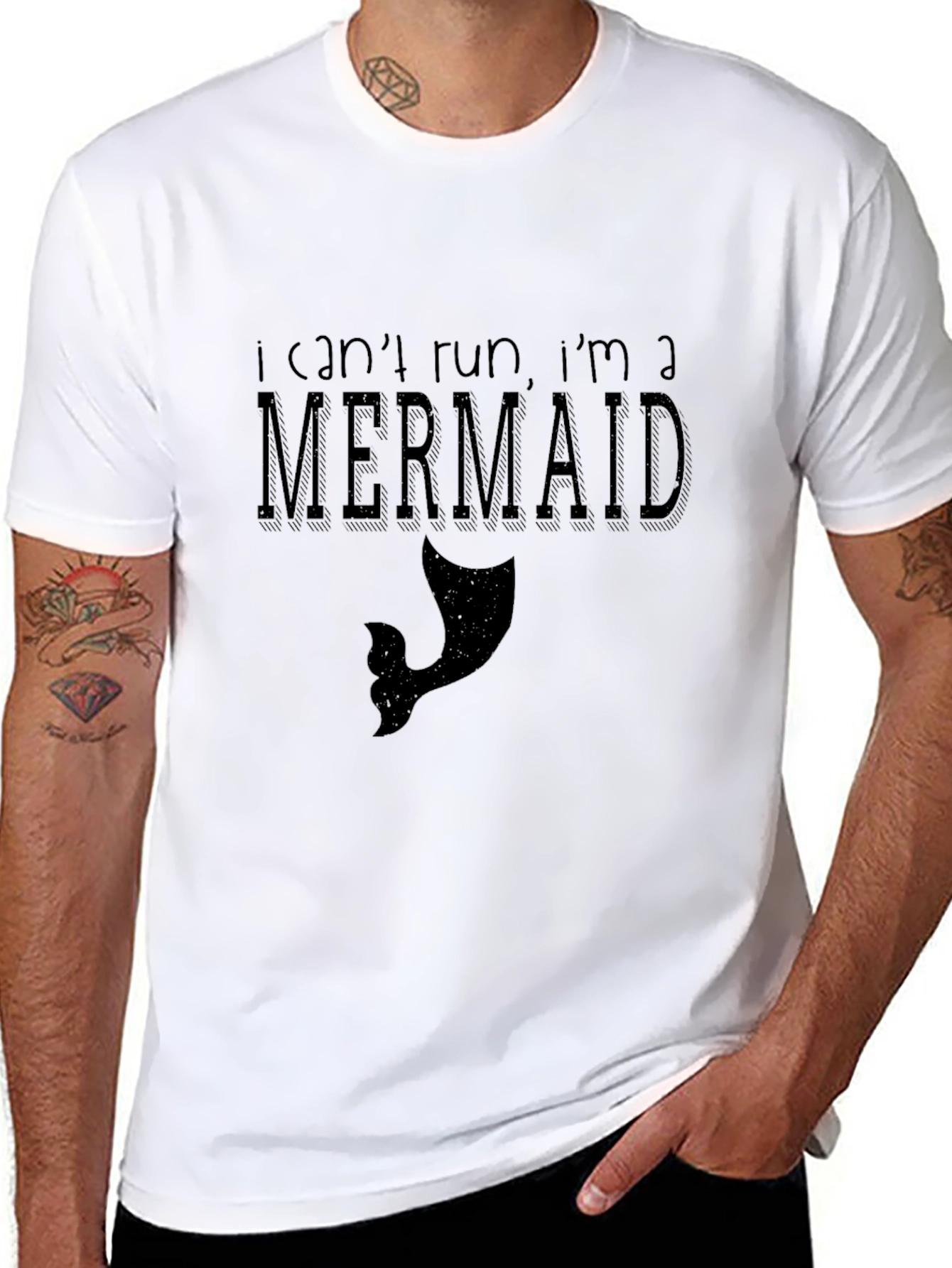 Funny Mermaid T-Shirt - I Can't Run Graphic Tee - 8