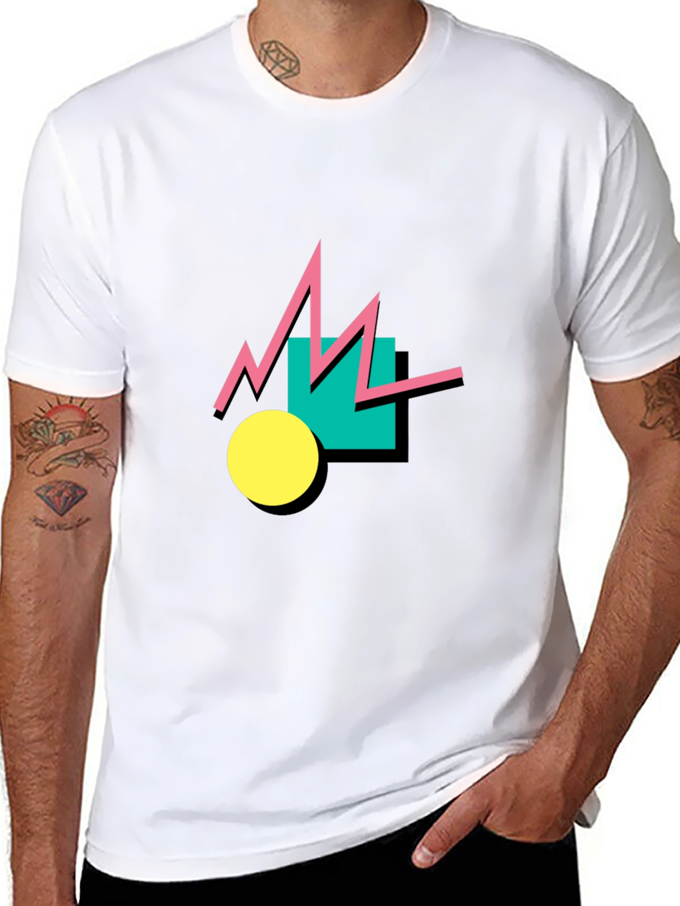 Black Retro Graphic Tee - Black Cotton T-Shirt view 8