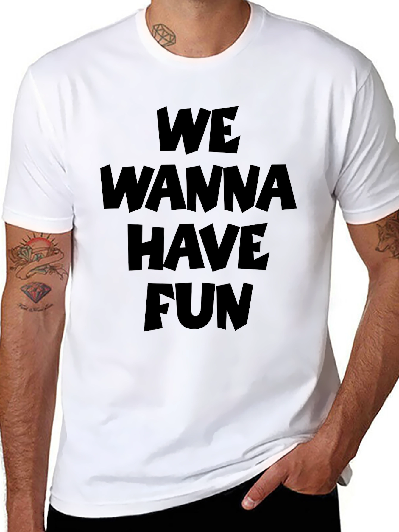 Black We Wanna Have Fun Graphic T-Shirt view 8
