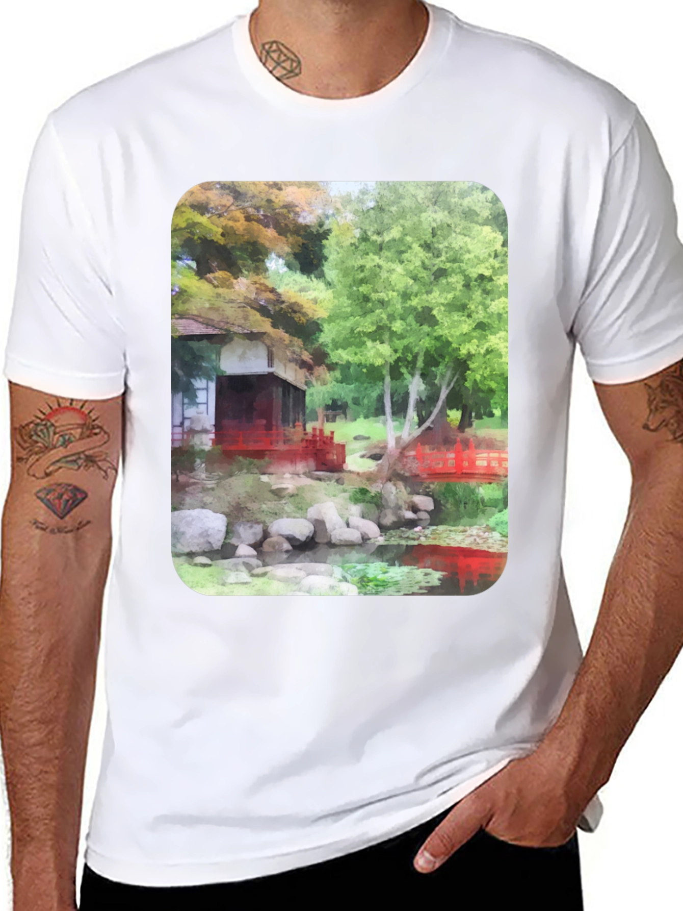 Black Zen Garden T-Shirt - Nature Inspired Graphic Tee view 8