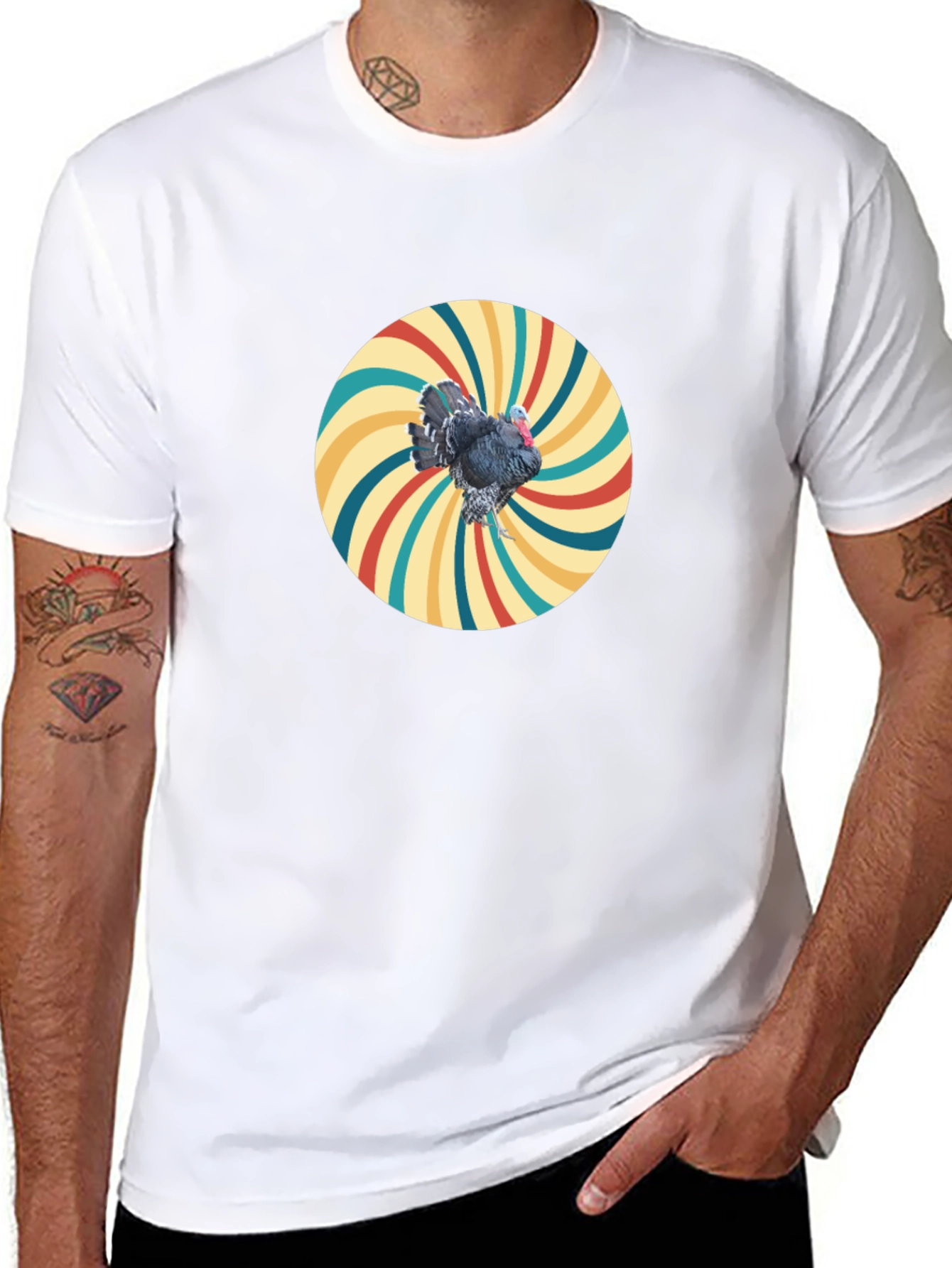 Black Retro Turkey Graphic Tee - Cool Bird Design view 8