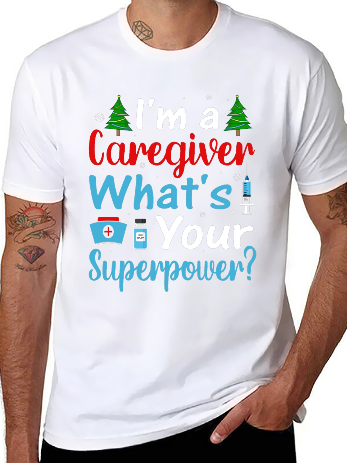 Black Caregiver Superpower Graphic Tee view 8
