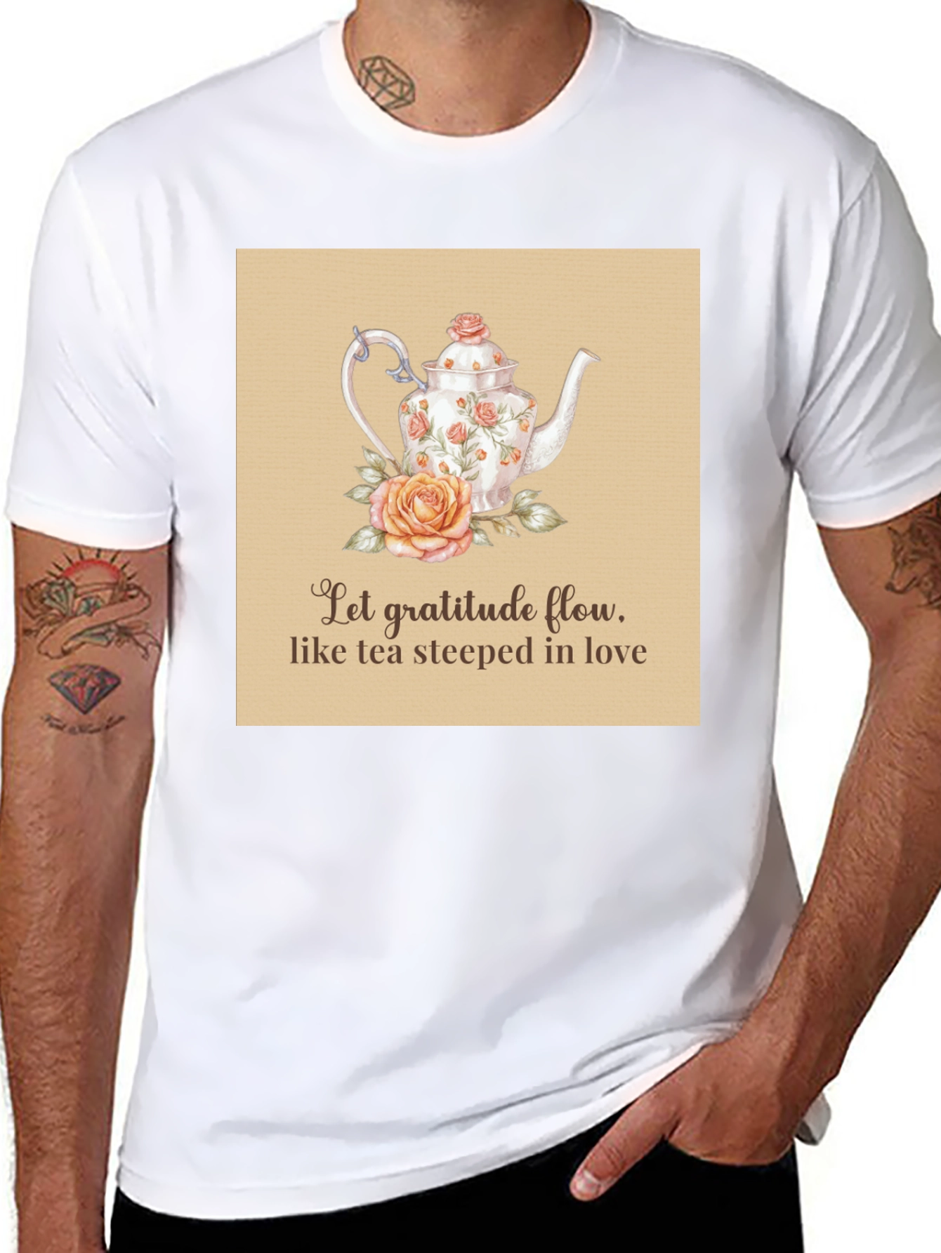 Black Gratitude Tea T-Shirt - Steeped in Love Design view 8
