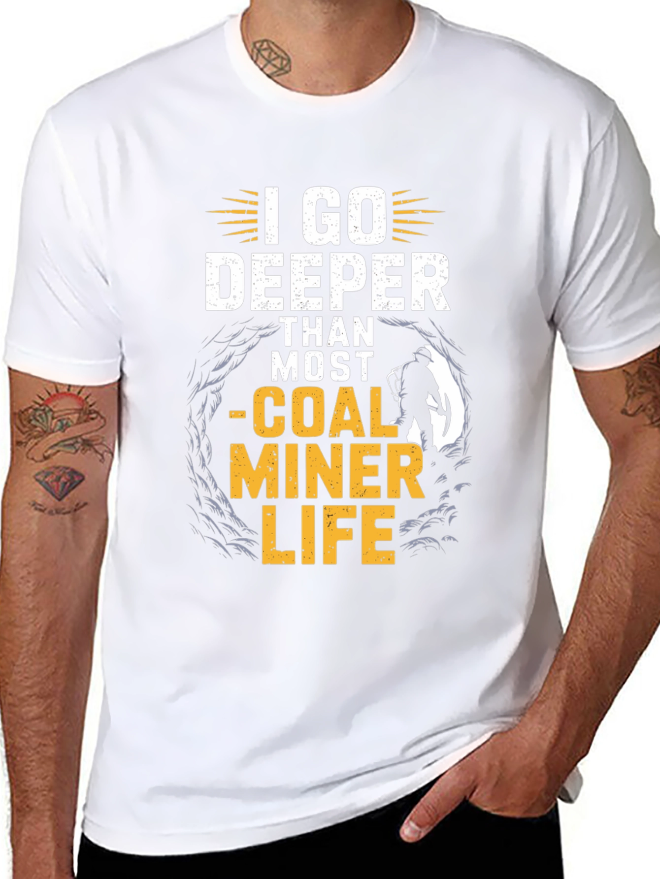 Black I Go Deeper Than Most - Coal Miner Life T-Shirt view 8
