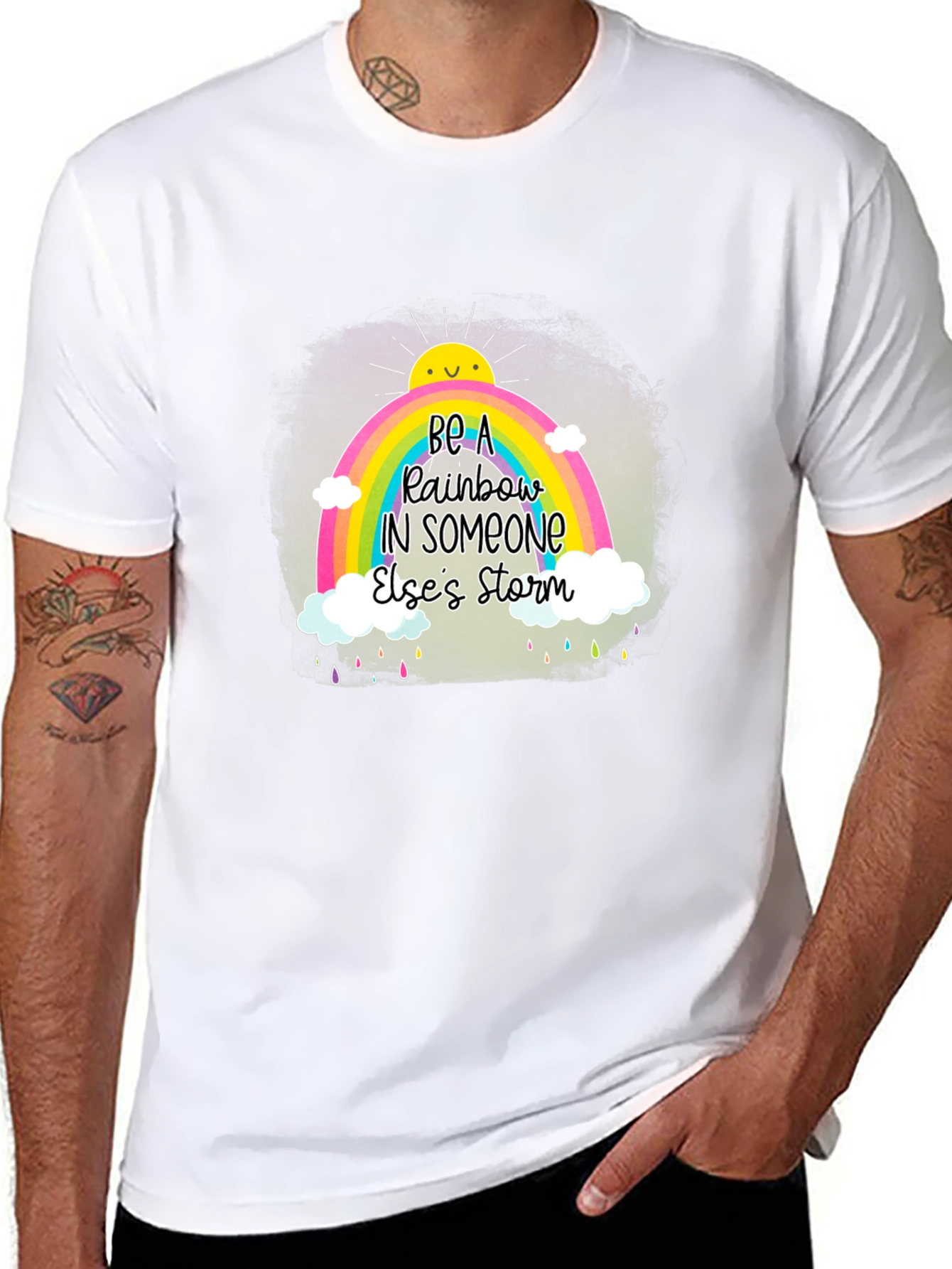Black Be a Rainbow Graphic T-Shirt view 8
