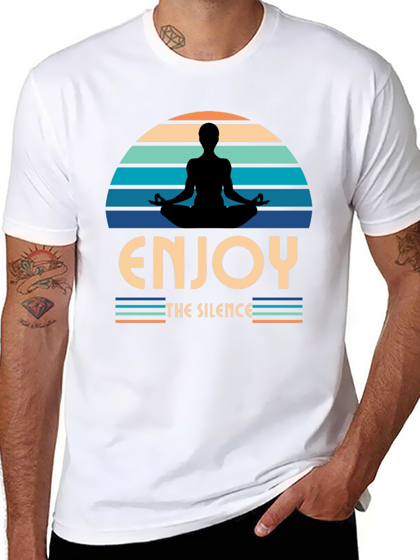 Black Enjoy The Silence Yoga T-Shirt  view 8