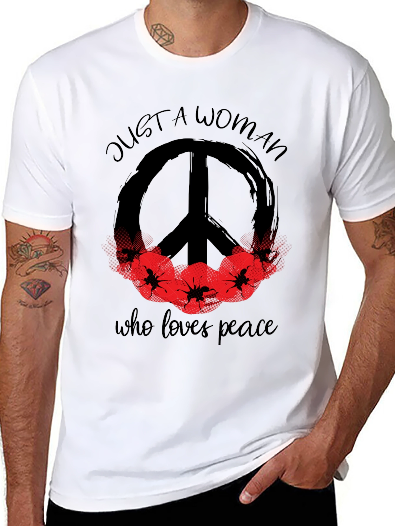 Black Peace Loving Woman Graphic T-Shirt view 8