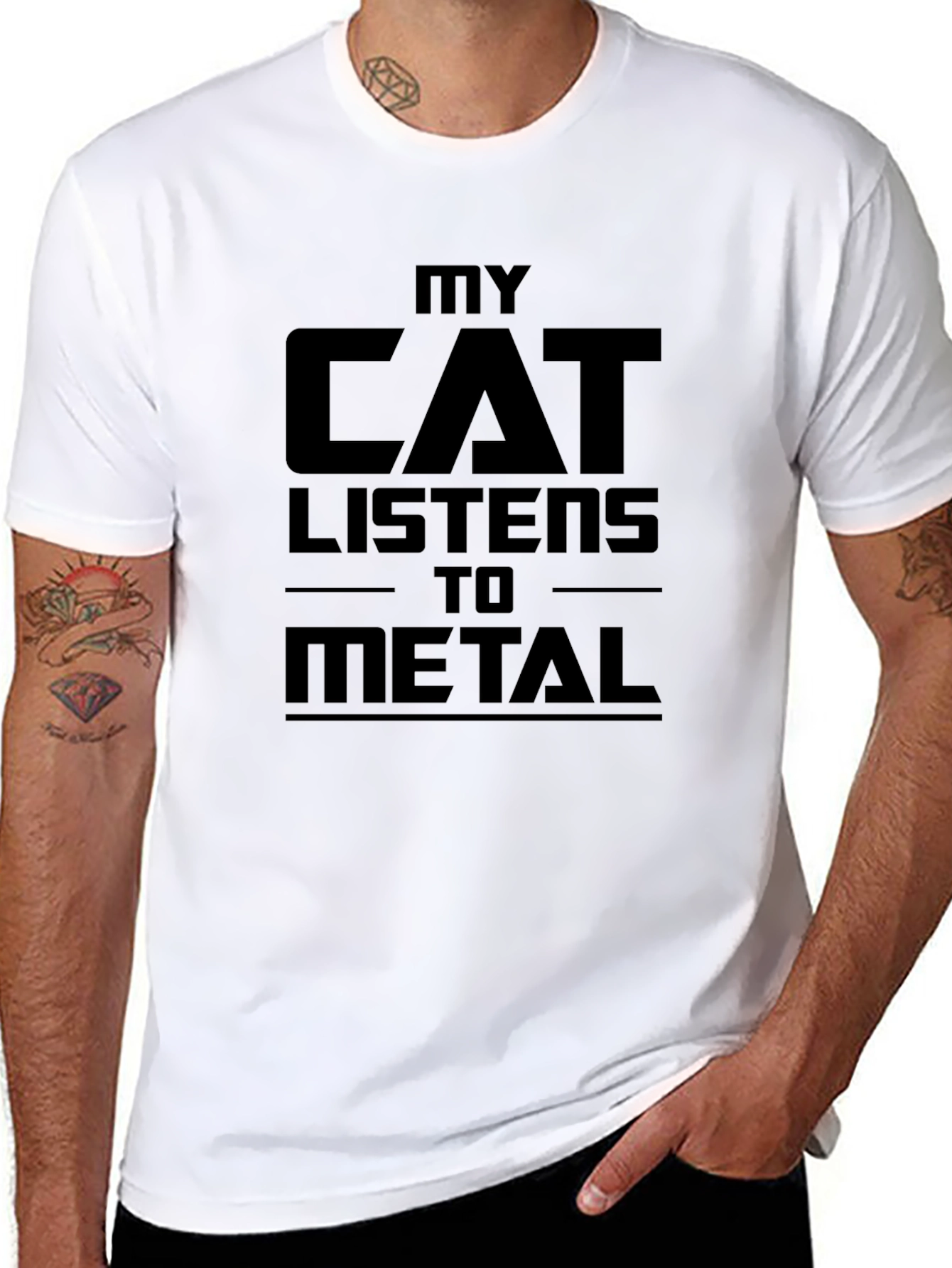 Black My Cat Listens To Metal T-Shirt view 8