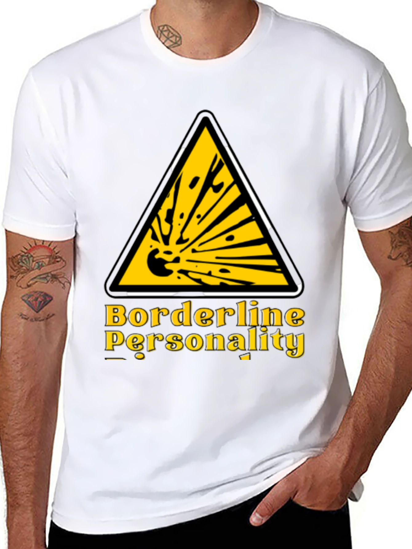 Black Borderline Personality Funny Graphic T-Shirt view 8