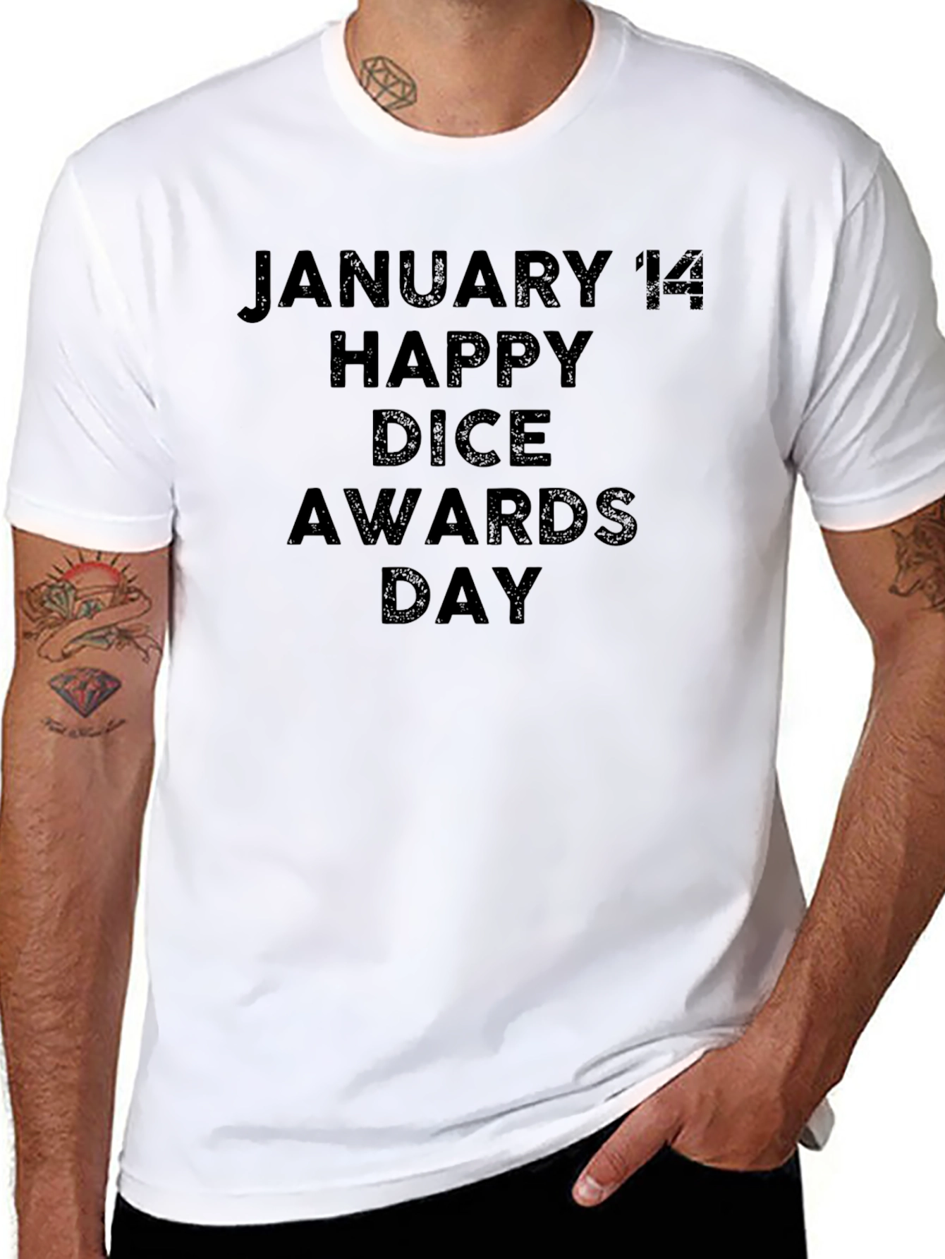 Black Happy Dice Awards Day January 14th Black T-Shirt view 8