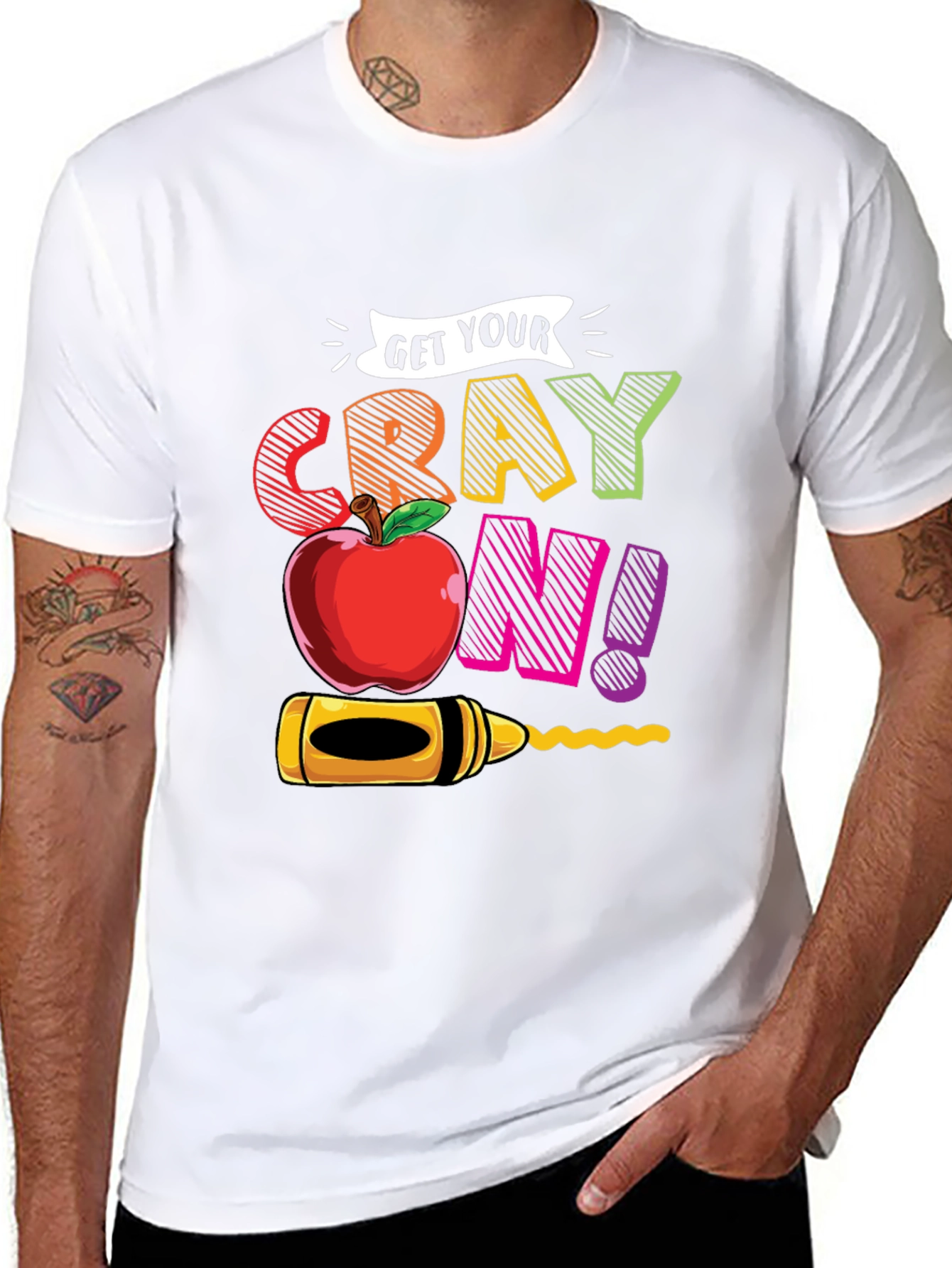 Black Get Your Crayon On! Graphic T-Shirt view 8