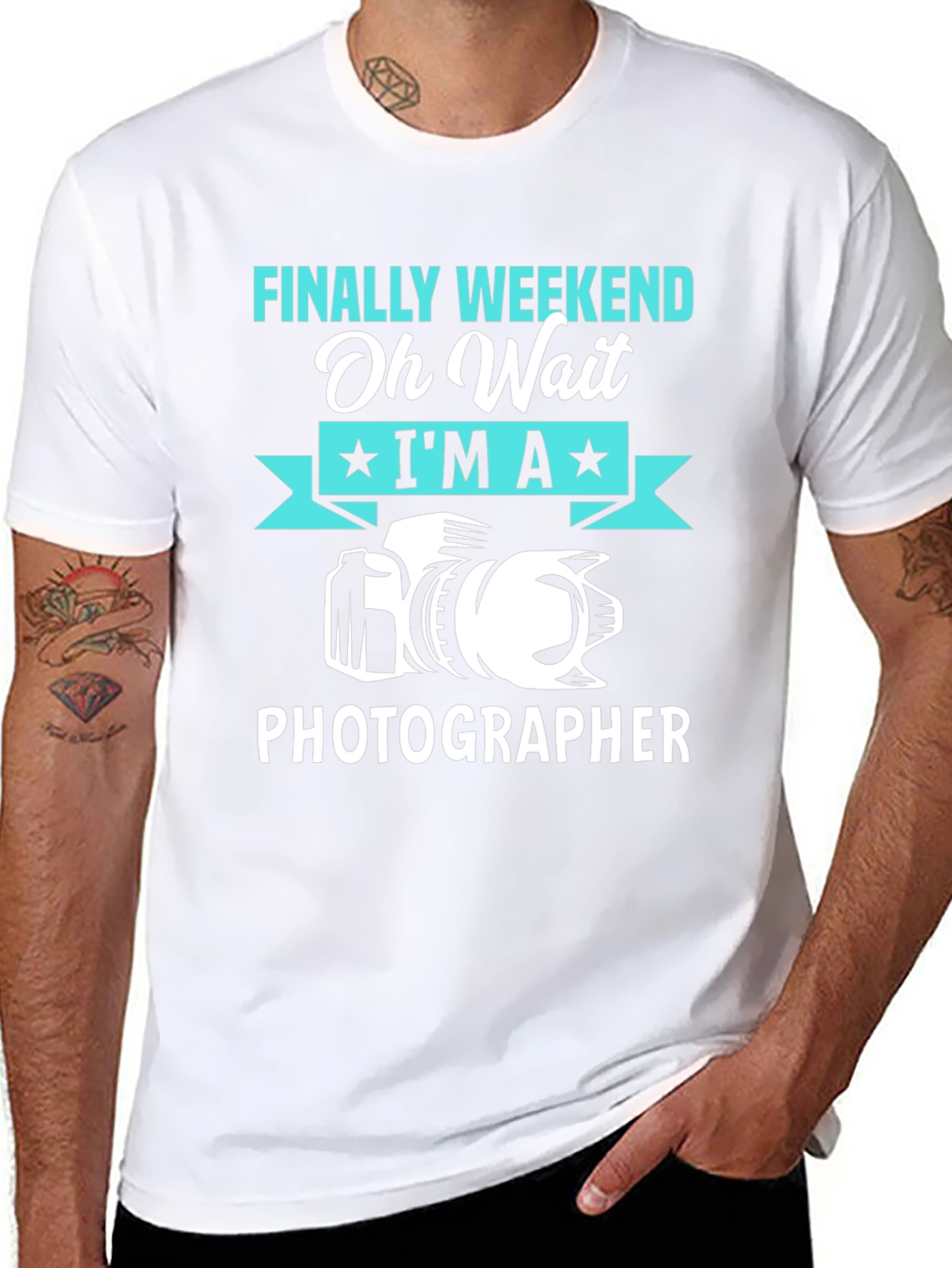 Black Funny Photographer T-Shirt - Finally Weekend view 8