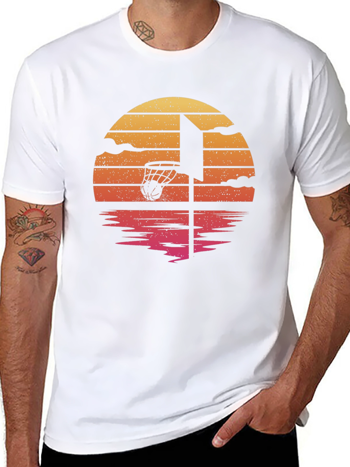 Black Sunset Basketball Graphic Tee view 8