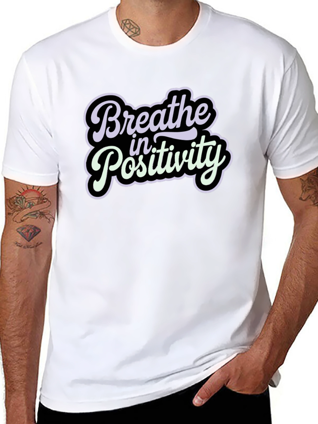 Black Breathe in Positivity Graphic T-Shirt view 8