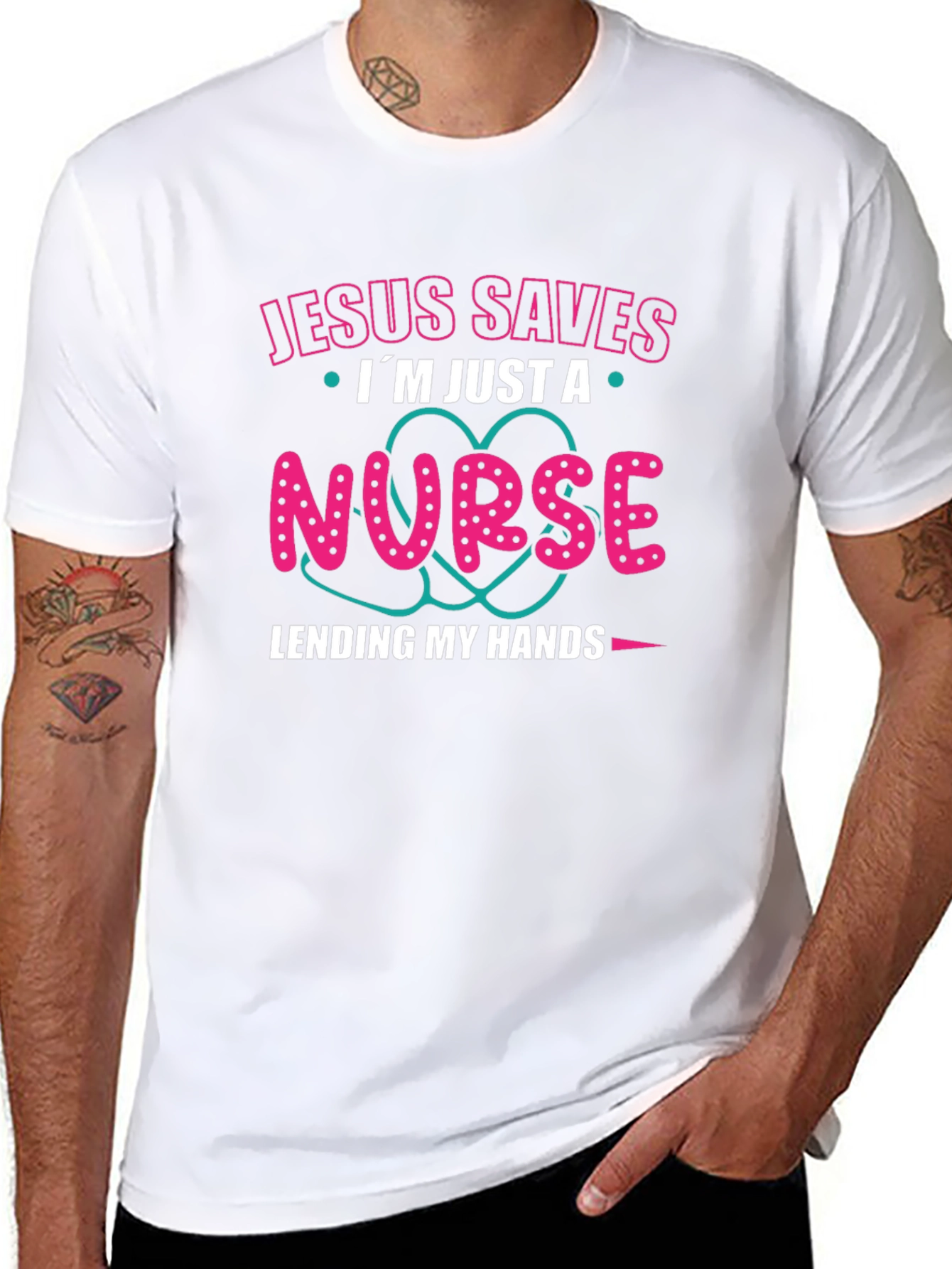 Black Jesus Saves I'm Just a Nurse T-Shirt view 8