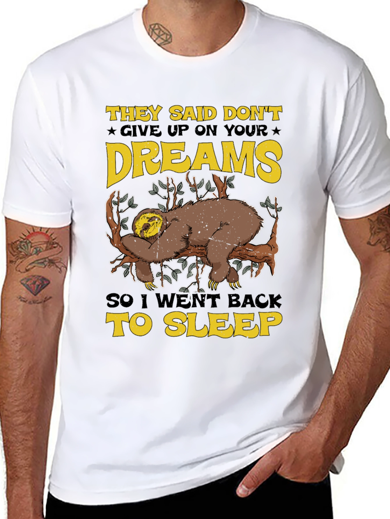 Black Don't Give Up Dreams Sloth Graphic T-Shirt view 8