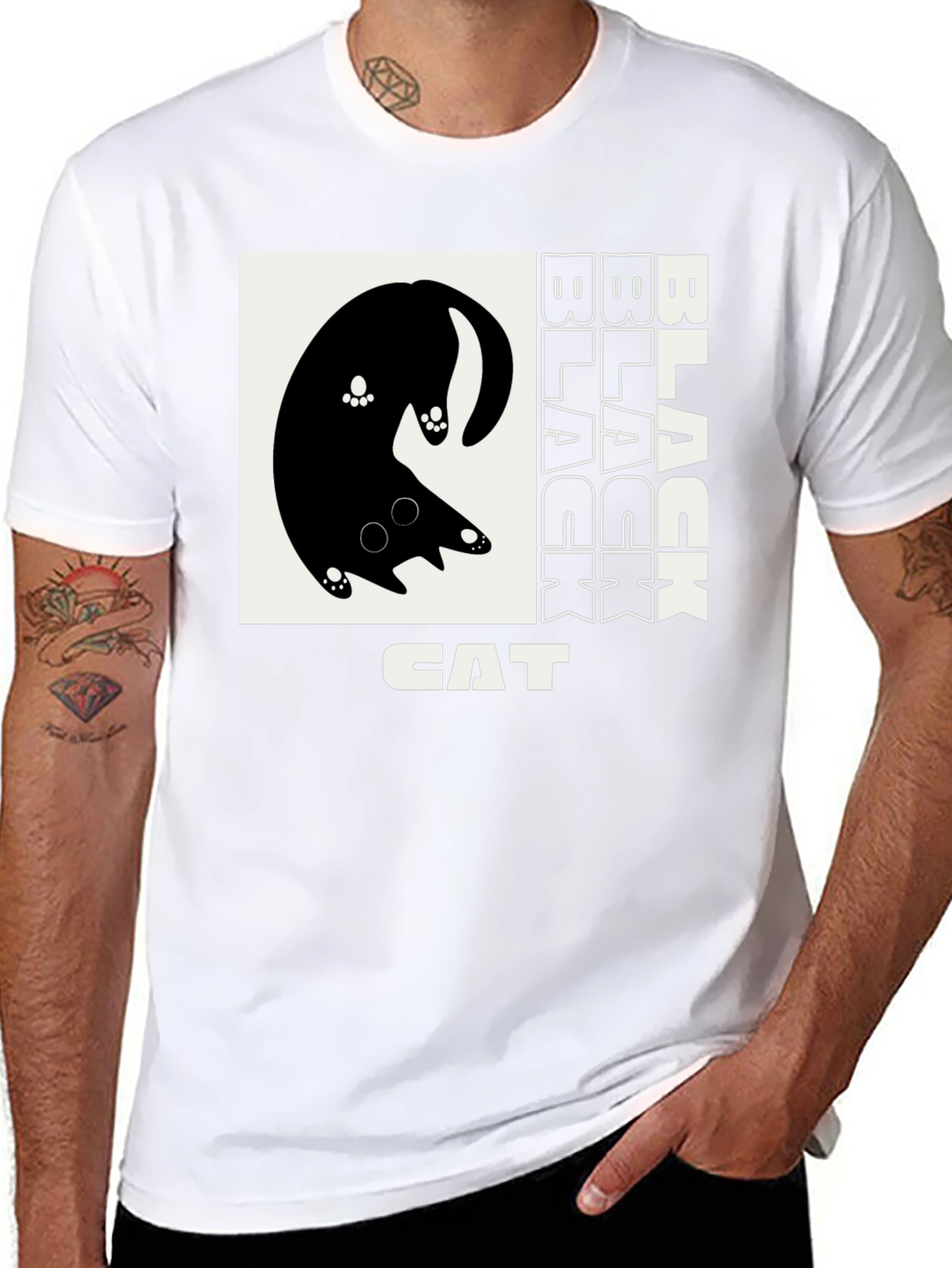 Black Black Cat Graphic T-Shirt view 8