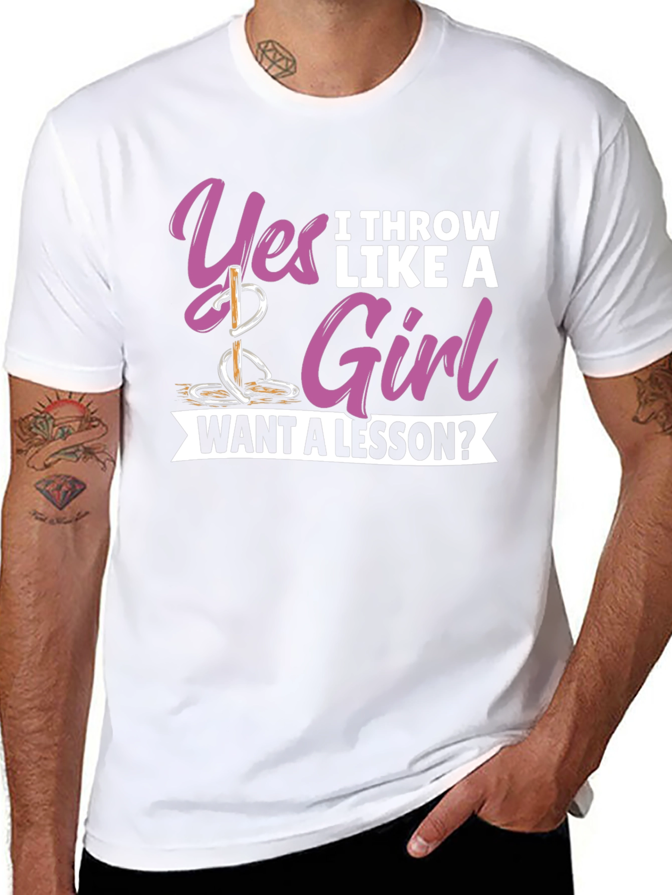 Black Yes I Throw Like A Girl T-Shirt view 8