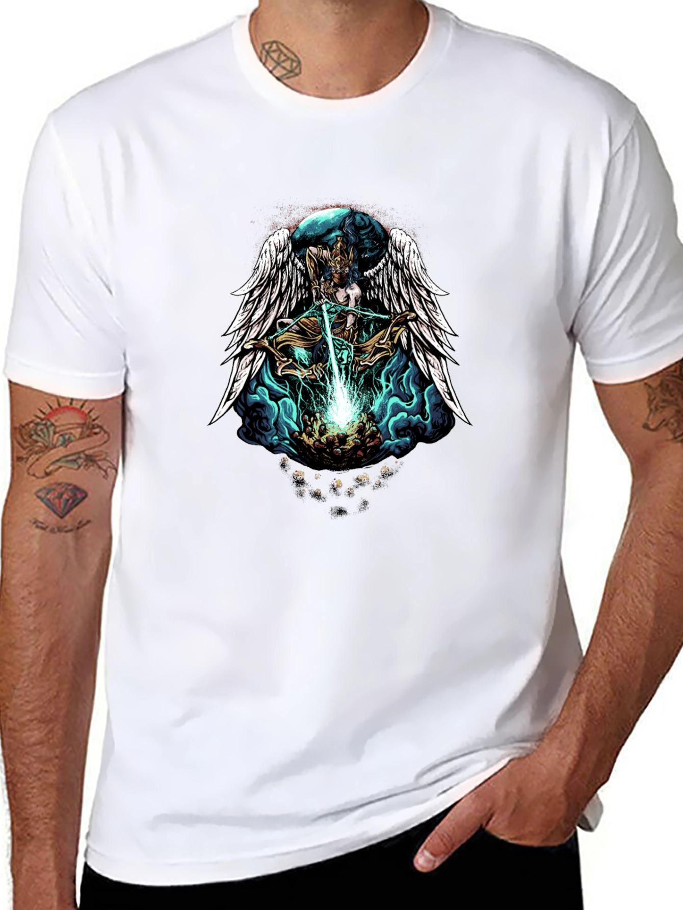 Black Winged Angel Archer Graphic Tee view 8