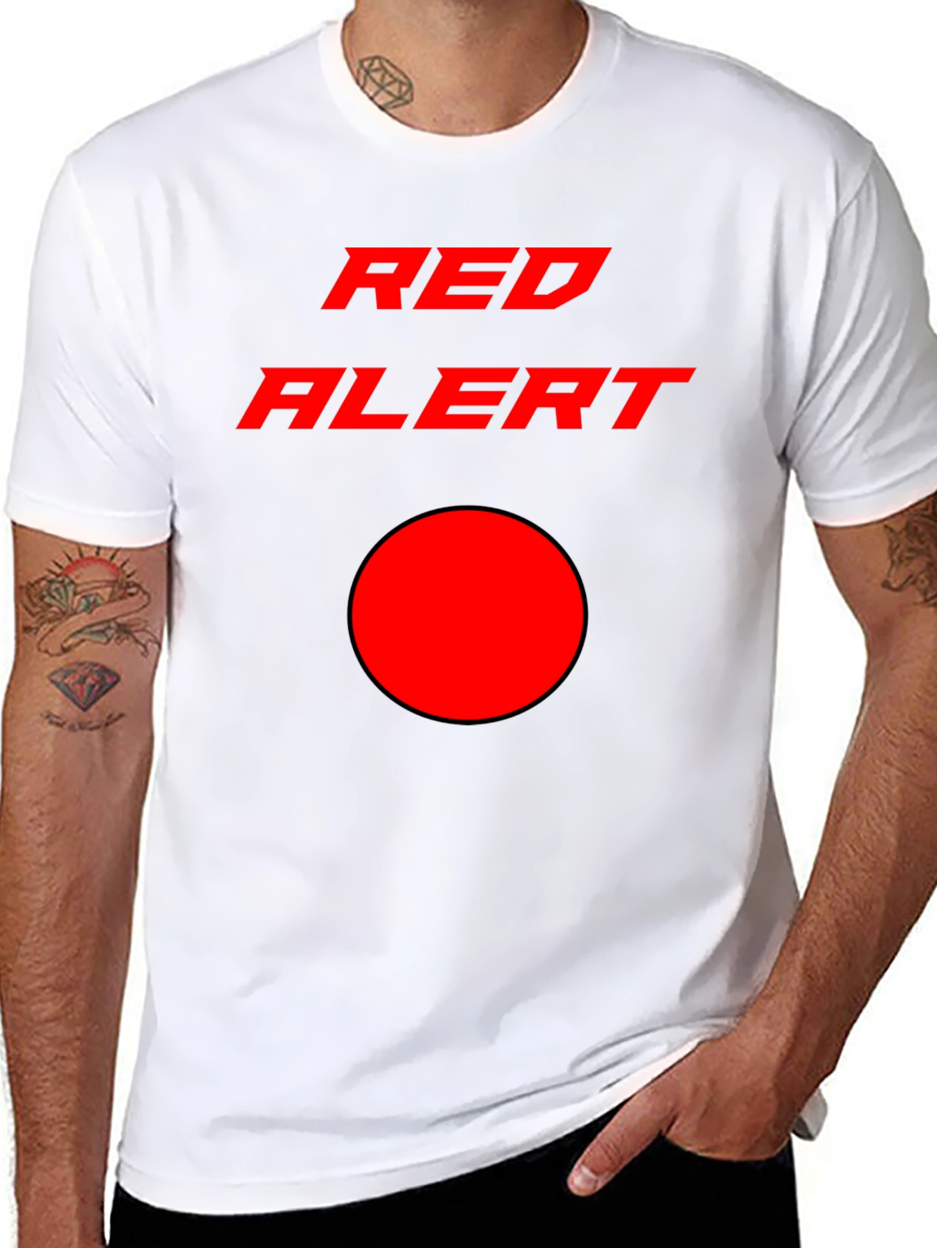 Black Red Alert Graphic T-Shirt - Stylish & Eye-Catching Design view 8