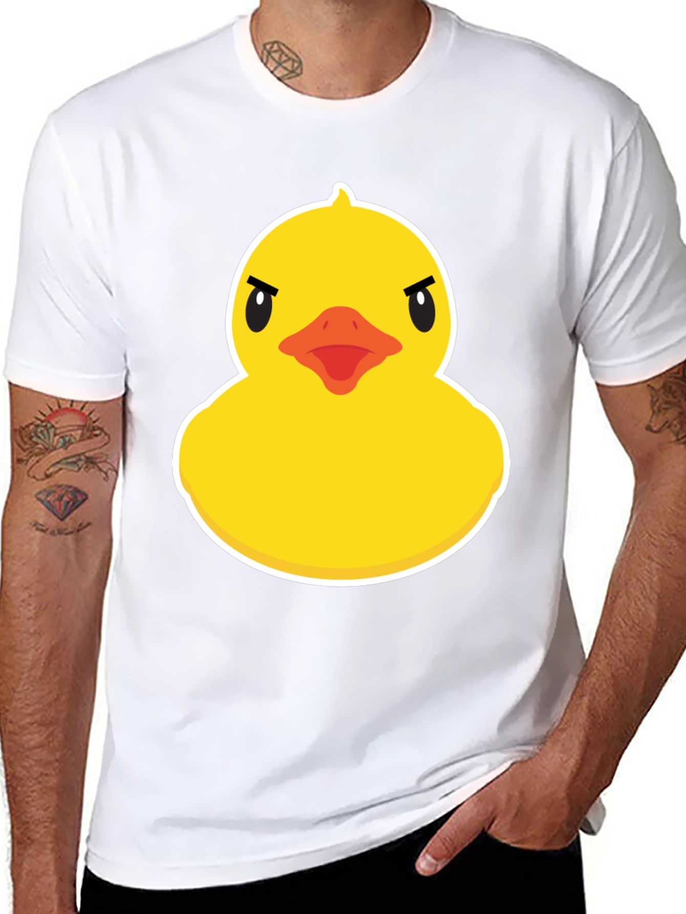 Black Angry Duck Graphic T-Shirt - Unique Design view 8