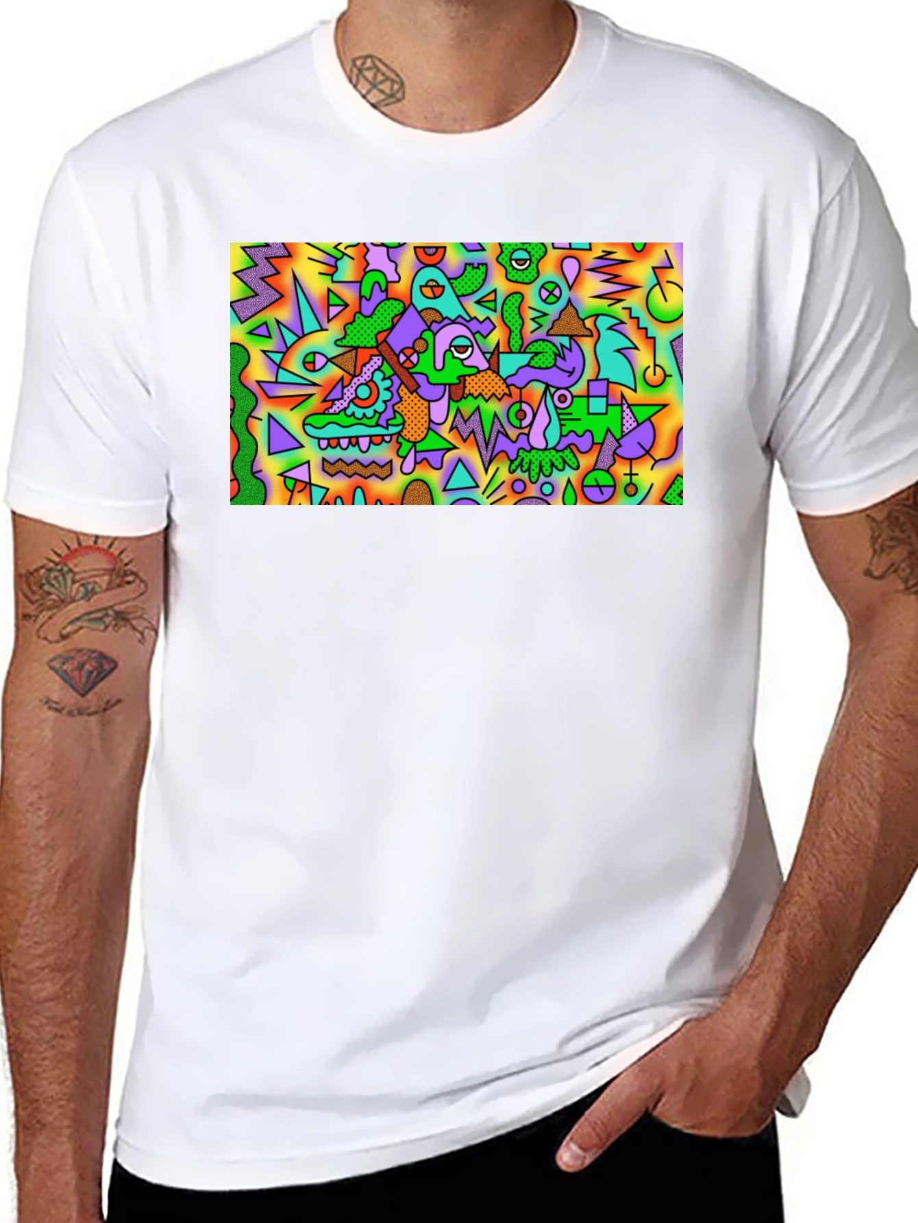 Black Abstract Art Tee - Bold Graphic Print T-Shirt view 8