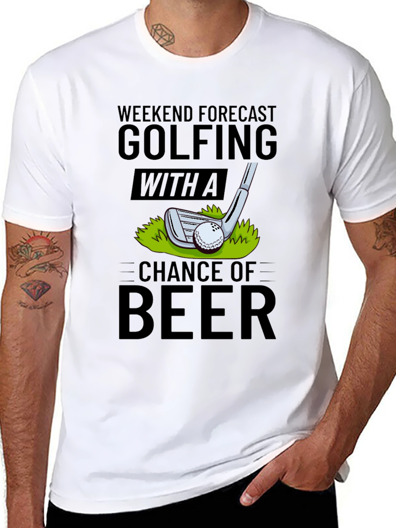 Black Golfing & Beer Forecast T-Shirt view 8