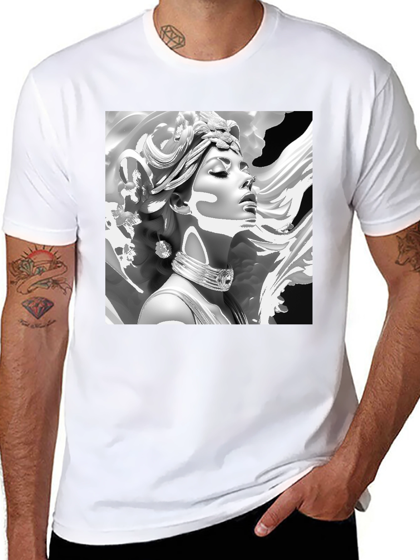 Black Elegant Medusa Graphic Tee - Classic Black view 8