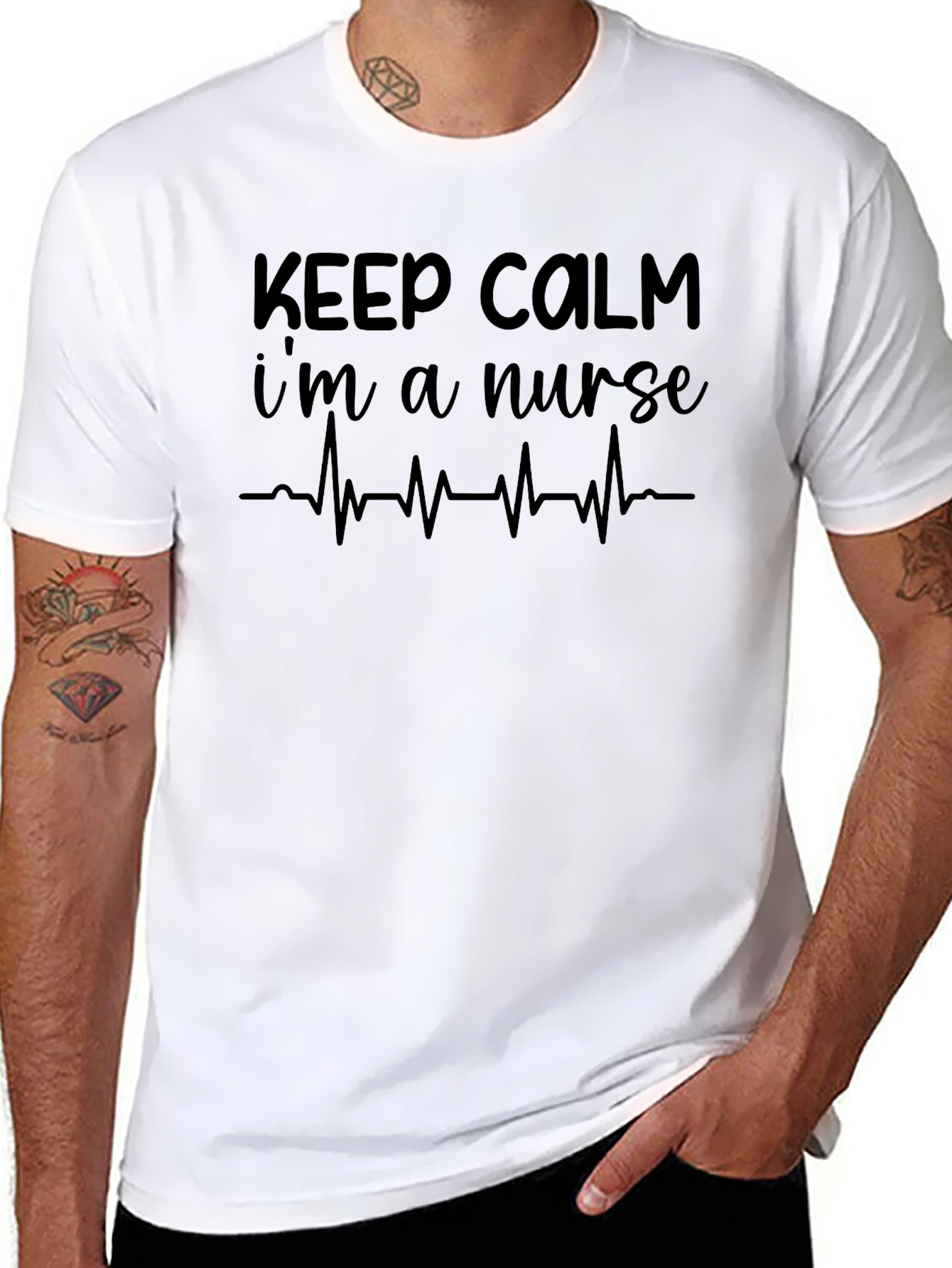 Black Keep Calm I'm A Nurse T-Shirt - Medical Apparel view 8