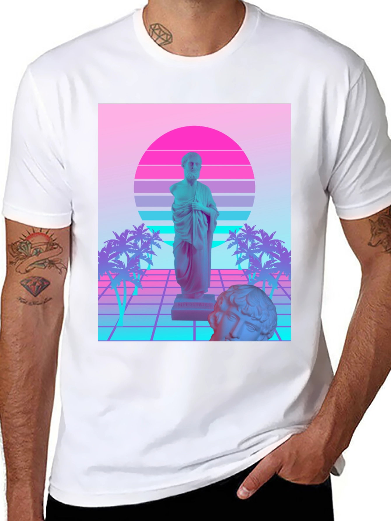 Black Vaporwave Statue T-Shirt - Retro Aesthetic Tee view 8