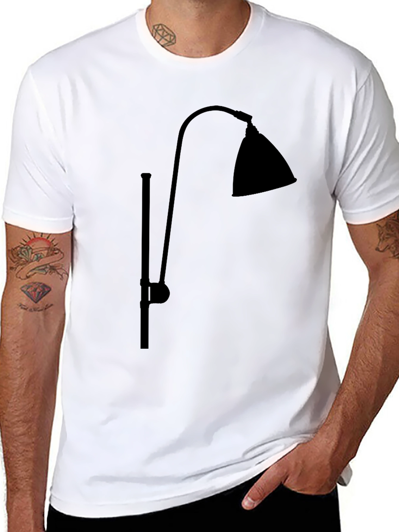 Black Modern Lamp Graphic Tee - Stylish Black T-Shirt view 8