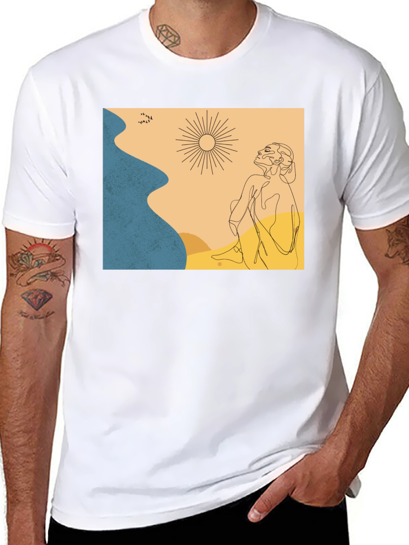 Black Abstract Graphic Print Crew Neck T-Shirt view 8