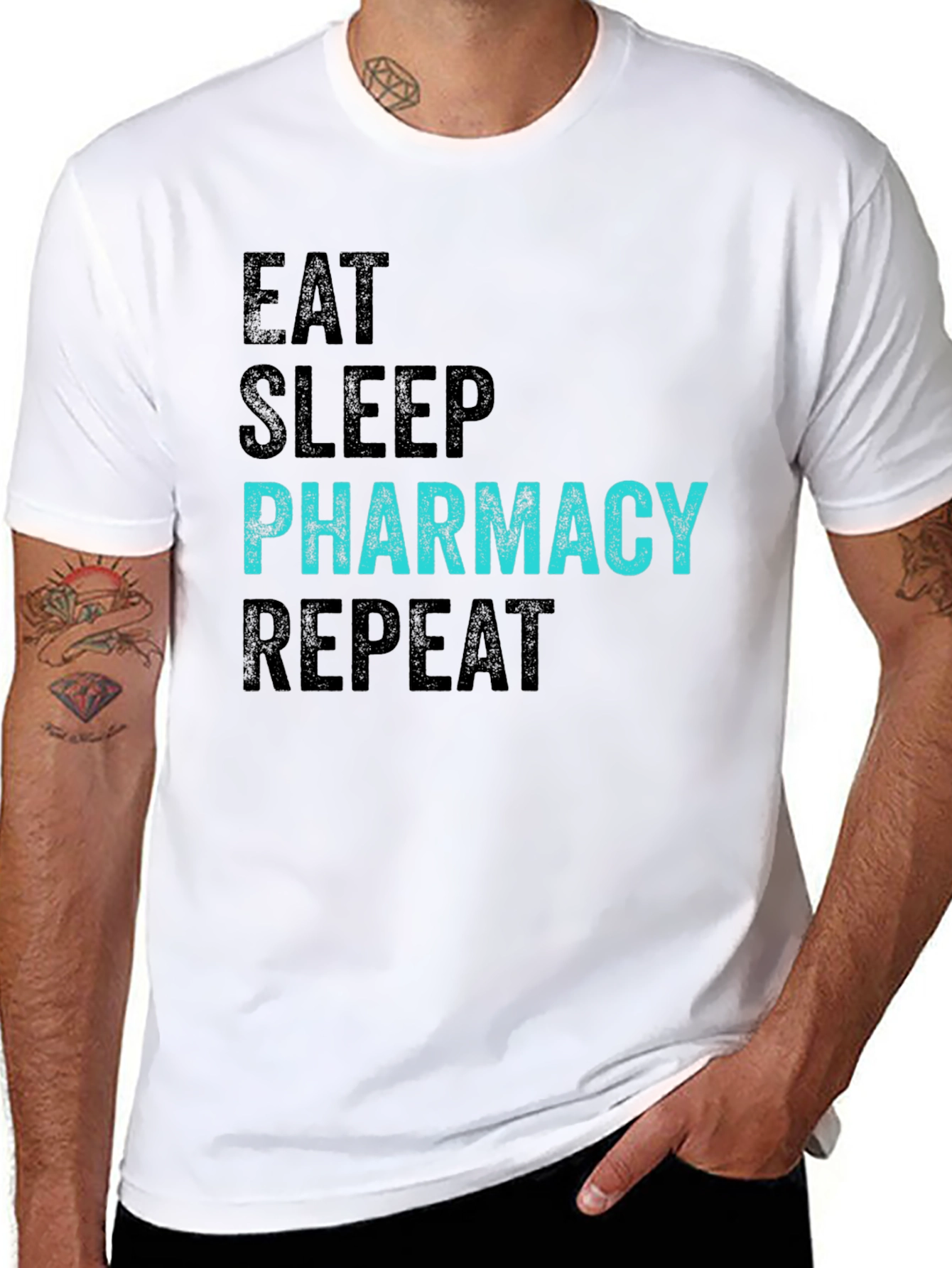 Black Eat Sleep Pharmacy Repeat Black T-Shirt view 8