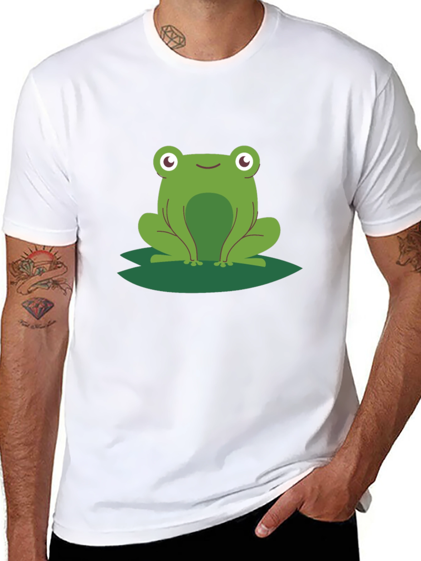 Black Frog on Lily Pad Graphic Tee - Black Cotton view 8