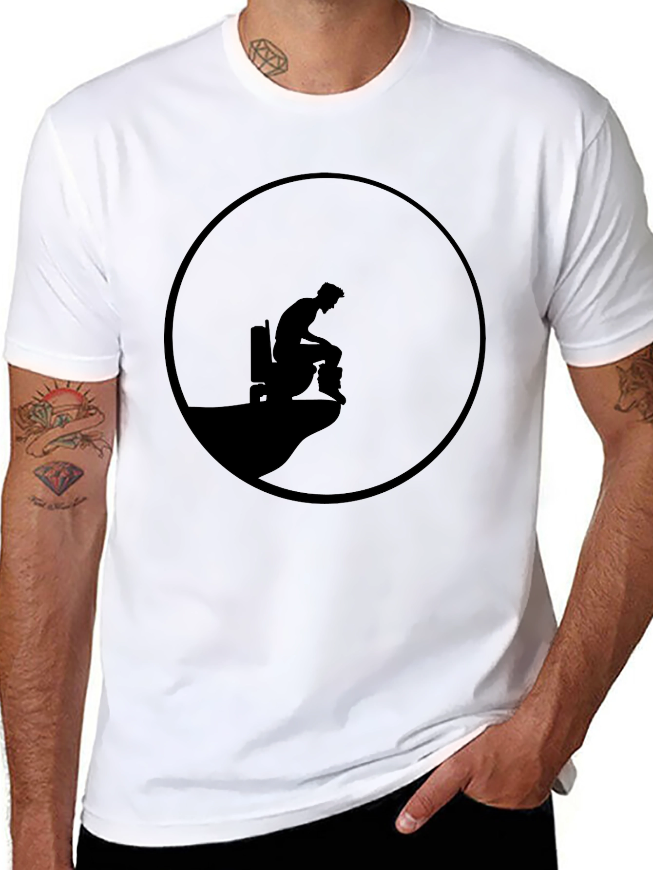 Black Men's Black Graphic Tee - Cliff Edge Design view 8