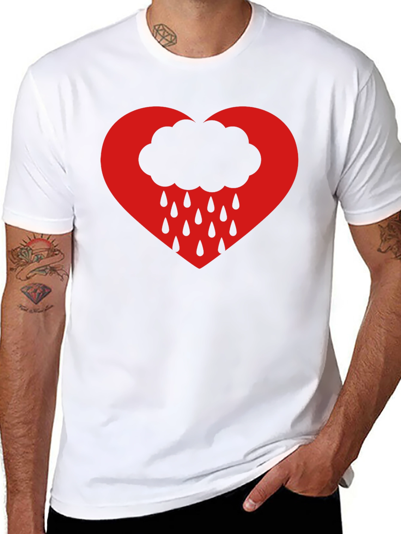 Black Heart Cloud Rain T-Shirt - Black view 8