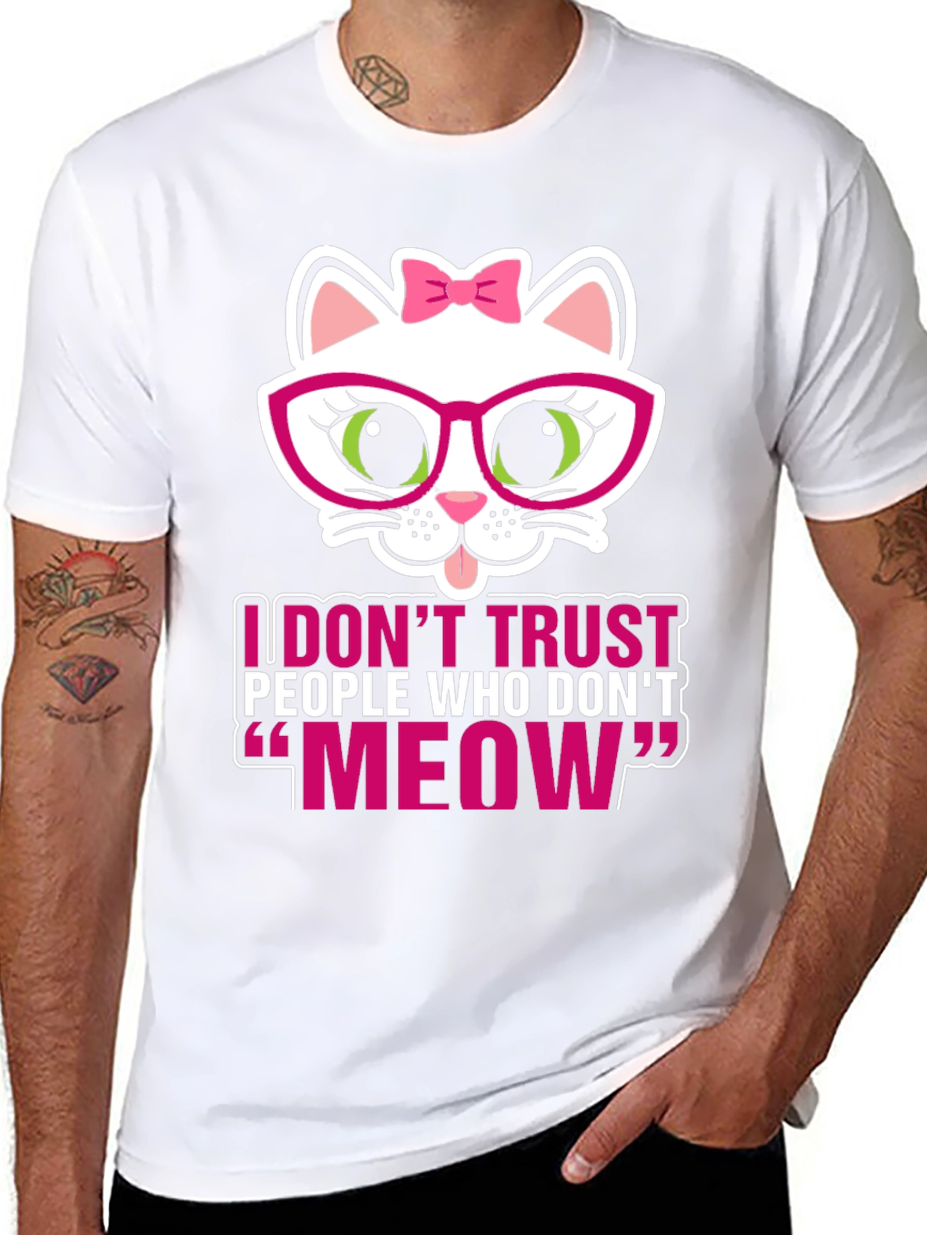 Black Funny Cat Lover T-Shirt - I Don't Trust People Who Don't Meow view 8