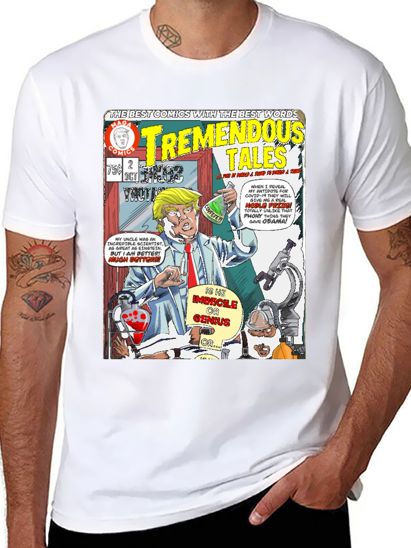 Black Tremendous Tales Trump Comic T-Shirt view 8