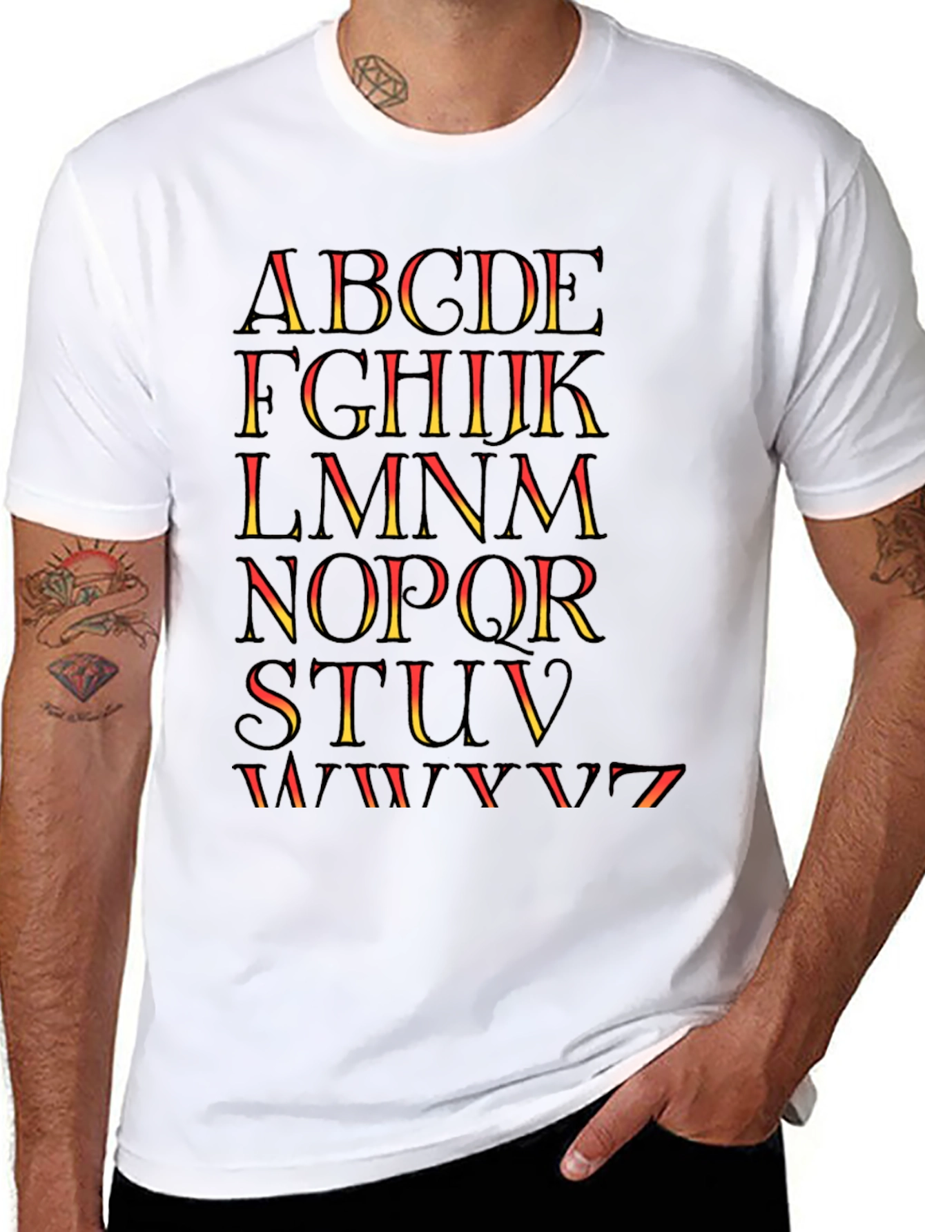 Black Alphabet Graphic Print Tee - Stylish Casual Shirt view 8