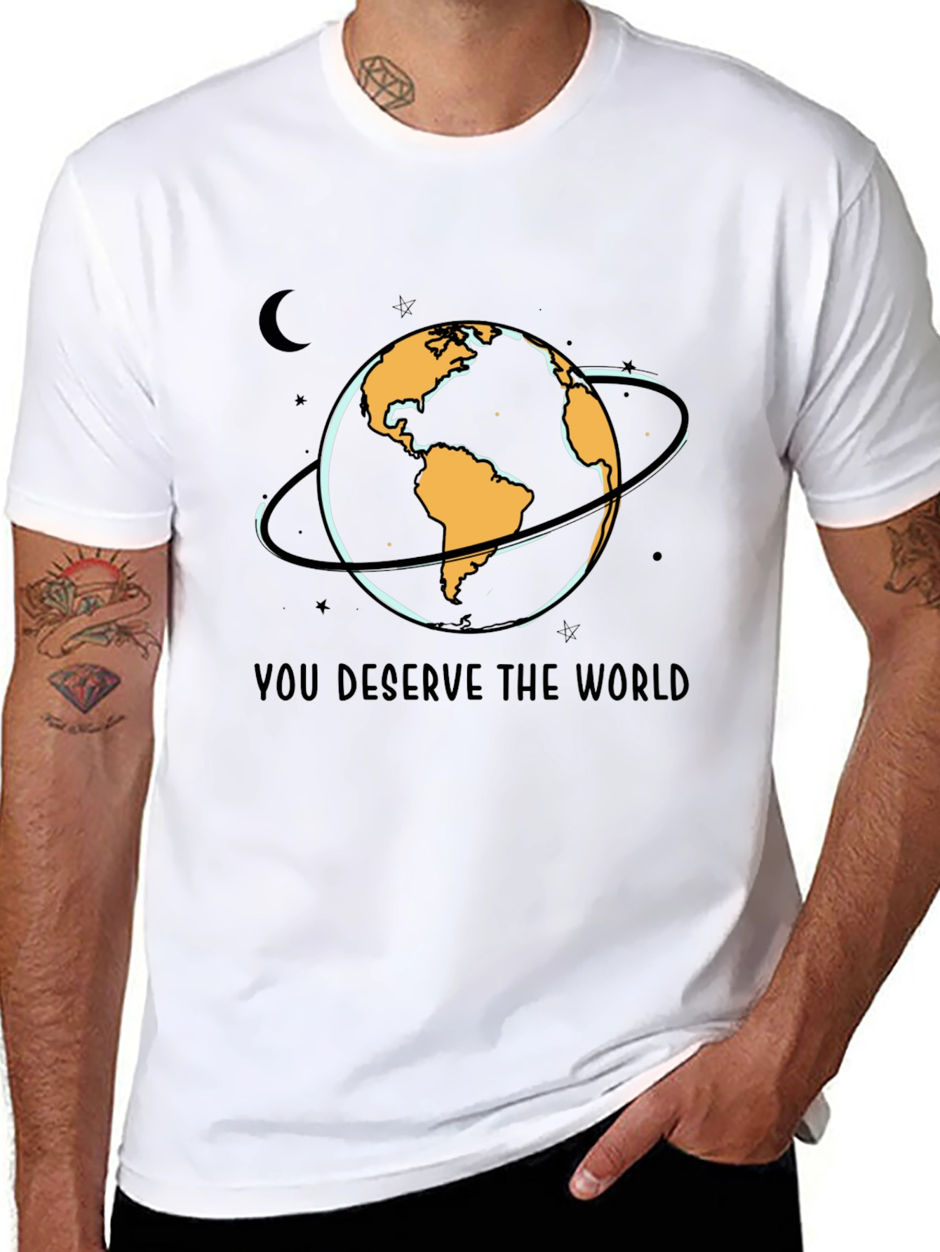 Black You Deserve The World Graphic T-Shirt view 8