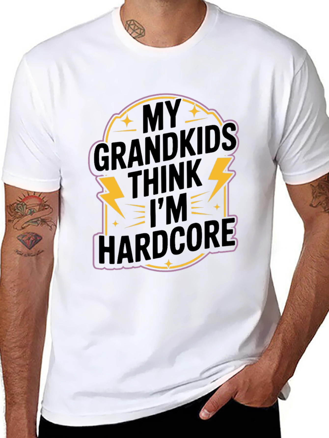 Black My Grandkids Think I'm Hardcore T-Shirt view 8