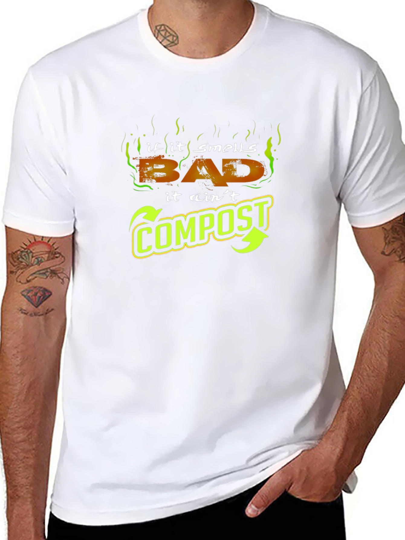 Black Funny "If it smells bad it ain't compost" T-Shirt view 8