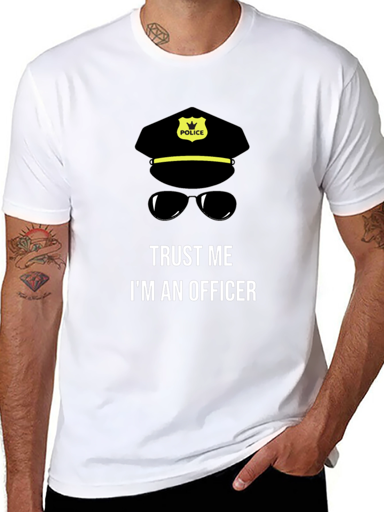 Black Trust Me I'm an Officer T-Shirt view 8