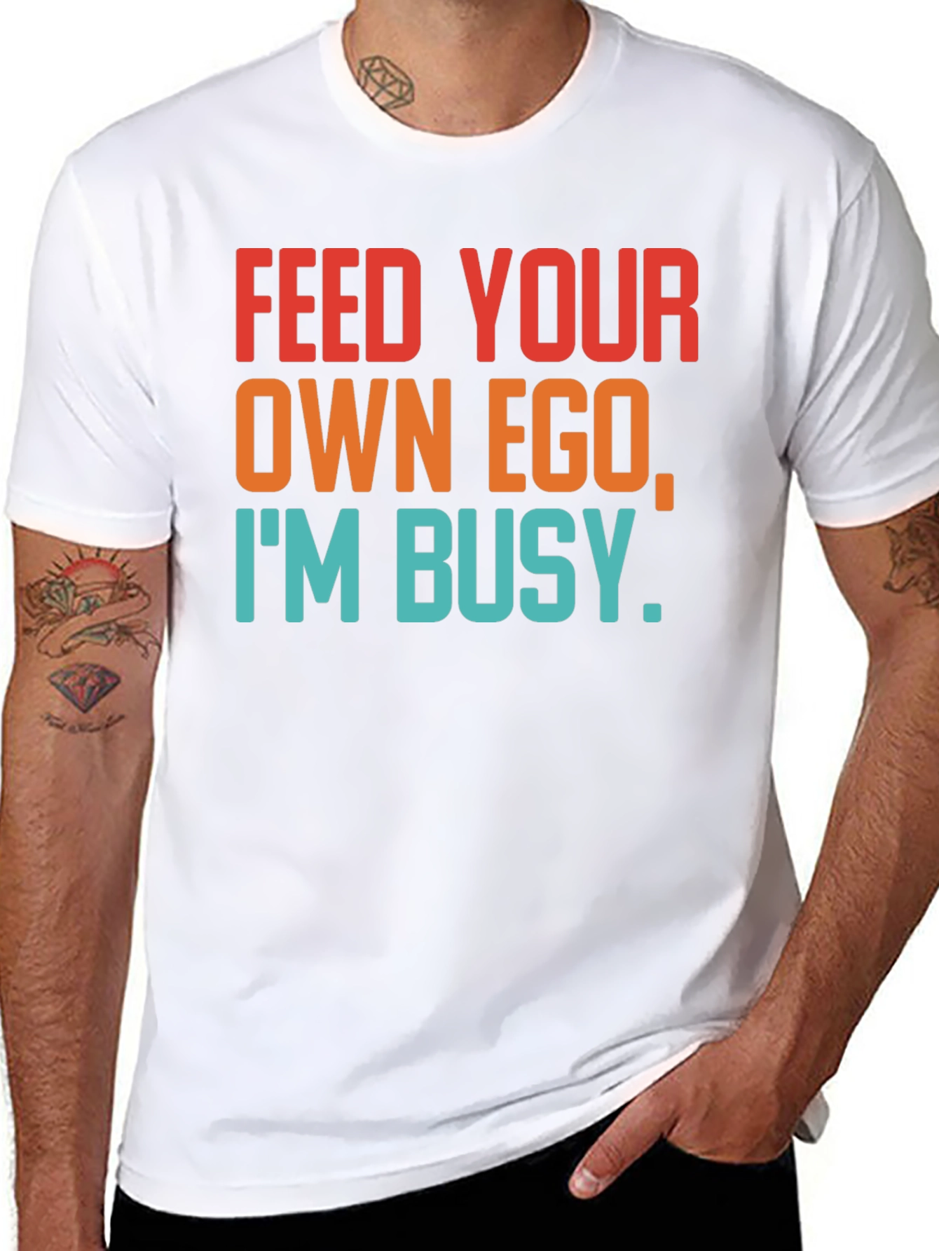 Black Feed Your Own Ego T-Shirt - Funny Graphic Tee view 8