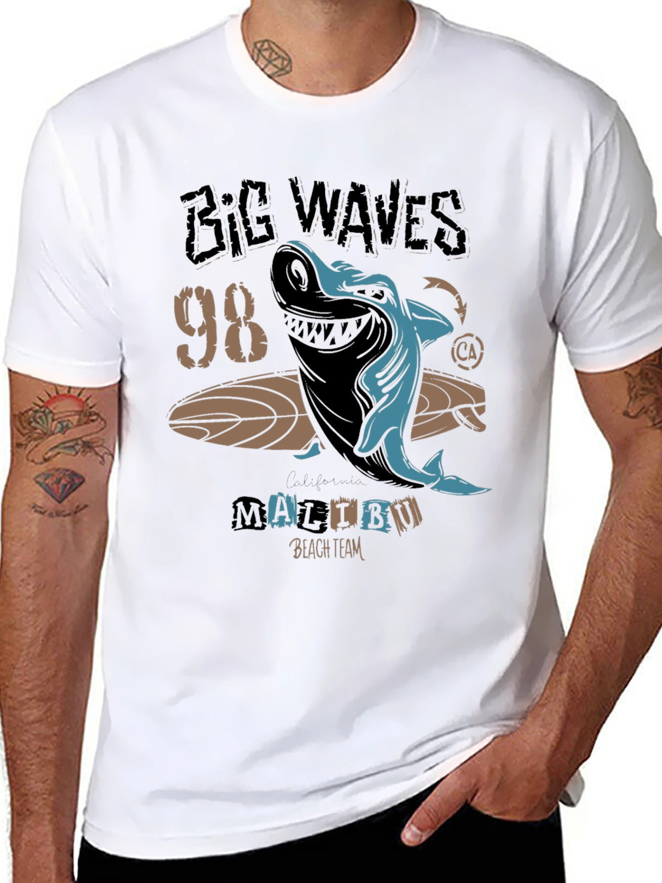 Big Waves 98' Malibu Shark Graphic Tee - 8