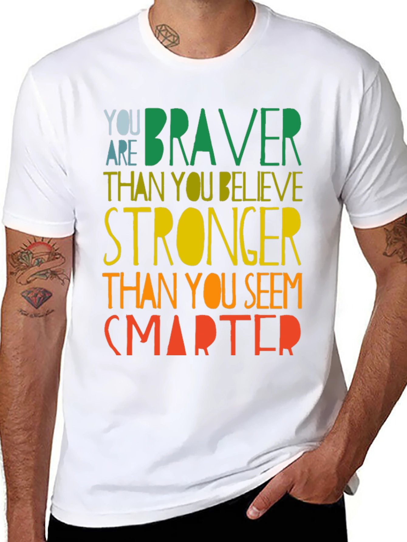 Black Inspirational Braver Stronger Smarter Graphic T-Shirt view 8