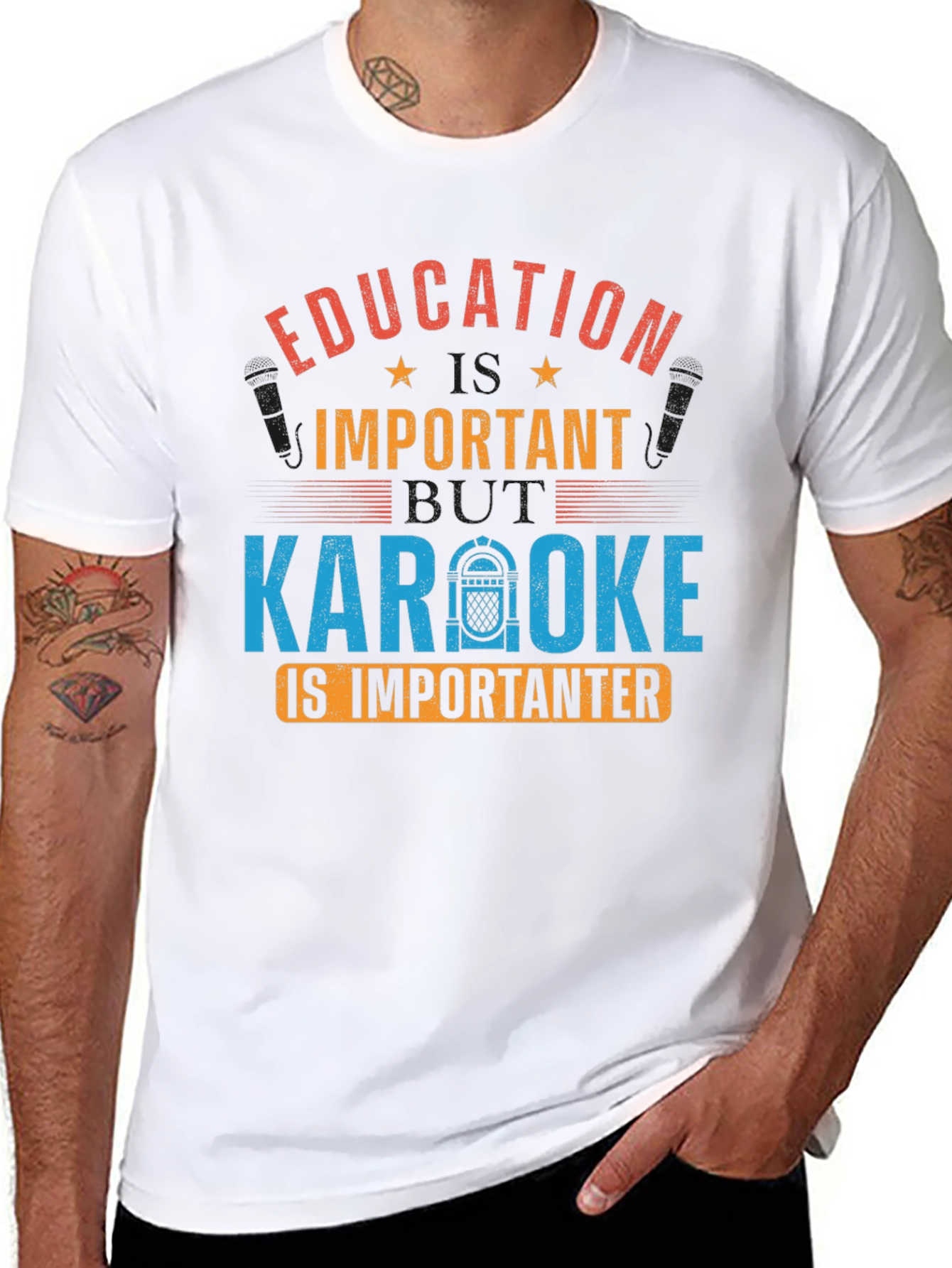 Black Education Important Karaoke Importanter Black T-Shirt view 8