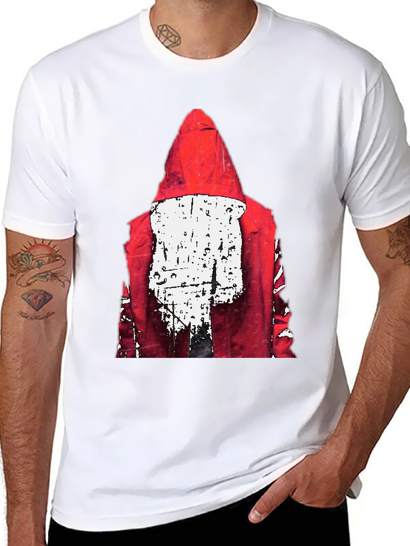 Black Red Hood Graphic Print Black T-Shirt view 8