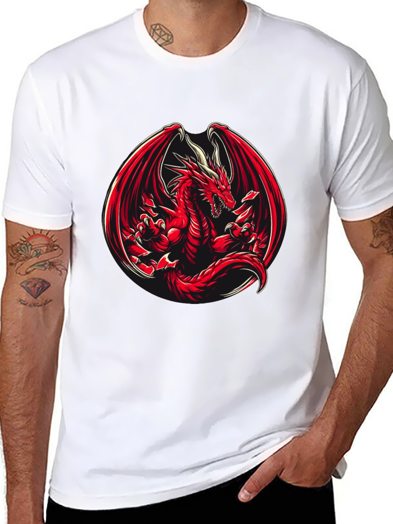 Black Red Dragon Graphic T-Shirt view 8