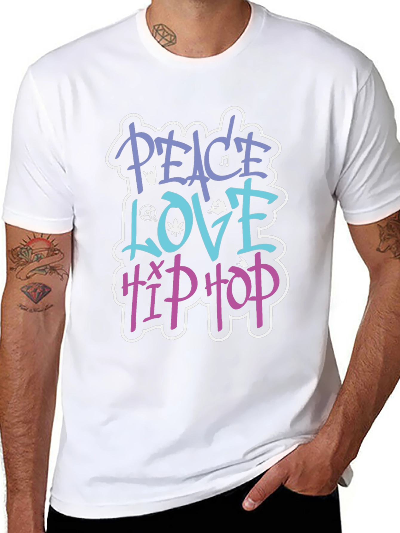 Black Peace Love Hip Hop Graphic Tee - Stylish Cotton T-Shirt view 8
